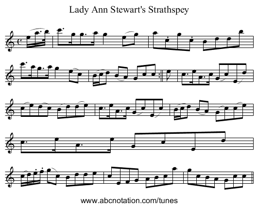 Lady Ann Stewart's Strathspey - staff notation