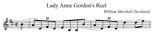 Lady Anne Gordon's Reel - staff notation