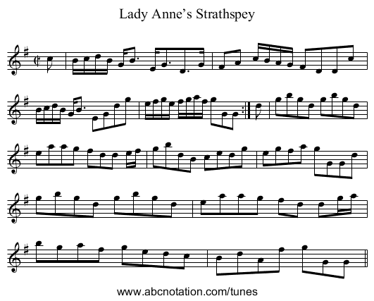 Lady Anne’s Strathspey - staff notation