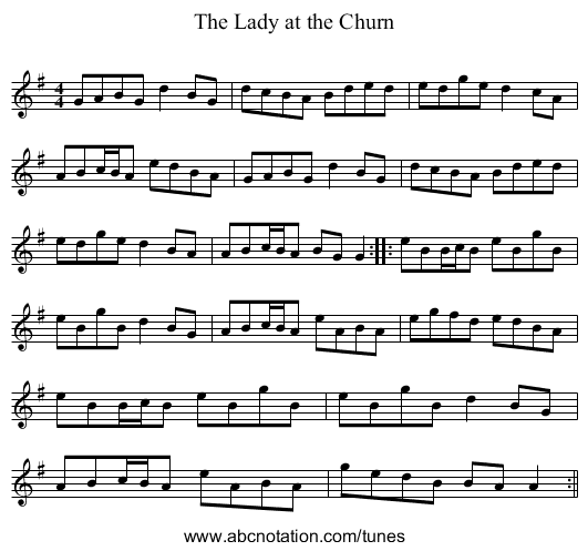 Lady at the Churn, The - staff notation