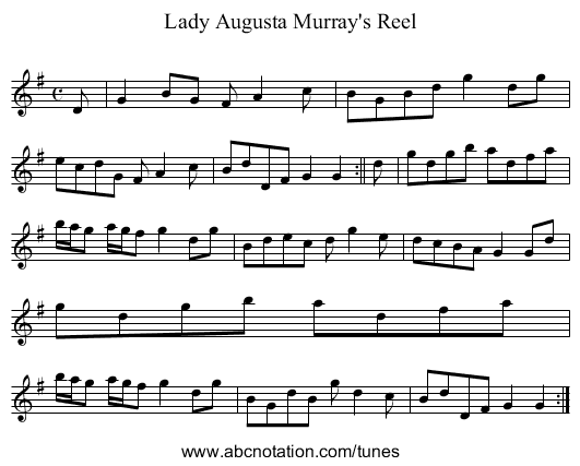 Lady Augusta Murray's Reel - staff notation