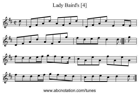 Lady Baird's [4] - staff notation