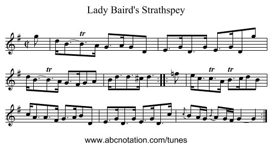 Lady Baird's Strathspey - staff notation