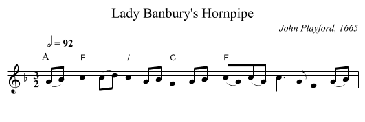 Lady Banbury's Hornpipe - staff notation
