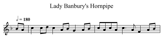 Lady Banbury's Hornpipe - staff notation