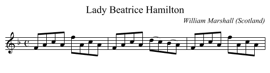Lady Beatrice Hamilton - staff notation