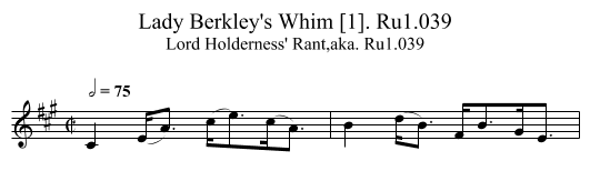Lady Berkley's Whim [1]. Ru1.039 - staff notation