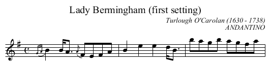 Lady Bermingham (first setting) - staff notation