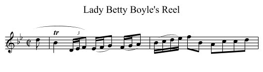 Lady Betty Boyle's Reel - staff notation