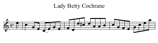Lady Betty Cochrane - staff notation