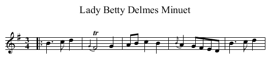Lady Betty Delmes Minuet - staff notation