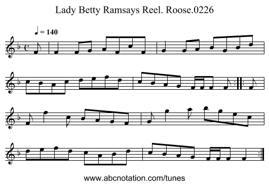 Lady Betty Ramsays Reel. Roose.0226 - staff notation