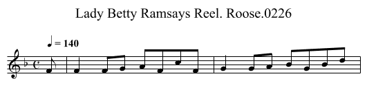Lady Betty Ramsays Reel. Roose.0226 - staff notation