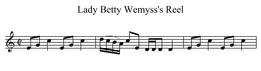 Lady Betty Wemyss's Reel - staff notation