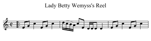 Lady Betty Wemyss's Reel - staff notation