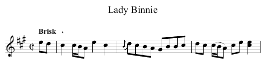 Lady Binnie - staff notation