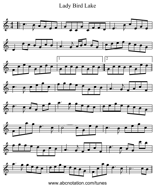Lady Bird Lake - staff notation