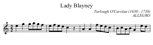 Lady Blayney - staff notation
