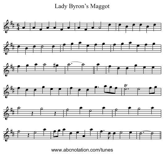 Lady Byron’s Maggot - staff notation