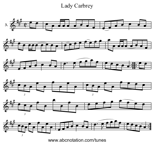 Lady Carbrey - staff notation