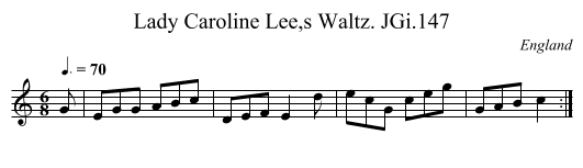 Lady Caroline Lee,s Waltz. JGi.147 - staff notation