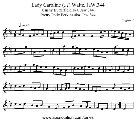 Lady Caroline (..?) Waltz. JaW.344 - staff notation