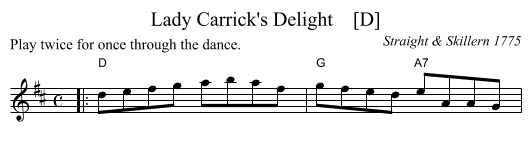 Lady Carrick's Delight    [D] - staff notation