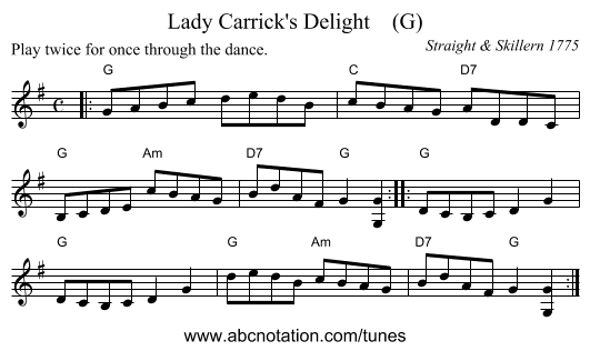 Lady Carrick's Delight    (G) - staff notation