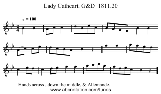 Lady Cathcart. G&D_1811.20 - staff notation