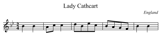 Lady Cathcart - staff notation