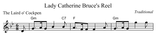 Lady Catherine Bruce's Reel - staff notation