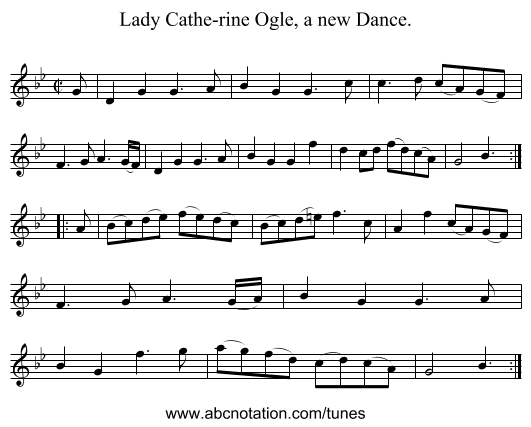 Lady Cathe-rine Ogle, a new Dance. - staff notation