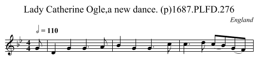 Lady Catherine Ogle,a new dance. (p)1687.PLFD.276 - staff notation