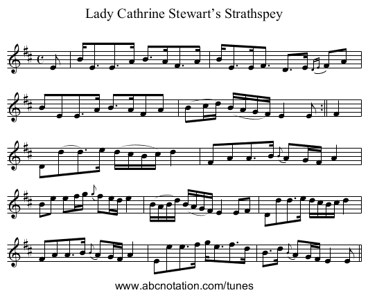 Lady Cathrine Stewart’s Strathspey - staff notation