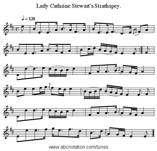Lady Cathrine Stewart's Strathspey. - staff notation