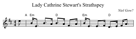 Lady Cathrine Stewart's Strathspey - staff notation