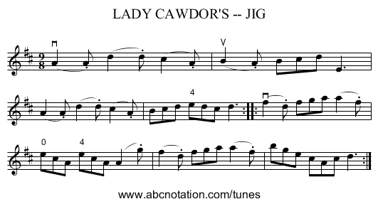 LADY CAWDOR'S -- JIG - staff notation