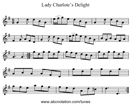 Lady Charlote’s Delight - staff notation