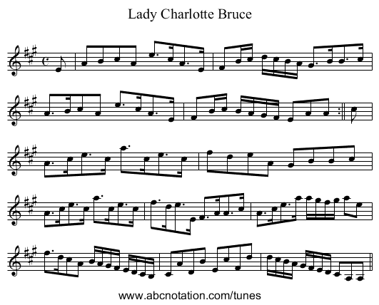 Lady Charlotte Bruce - staff notation