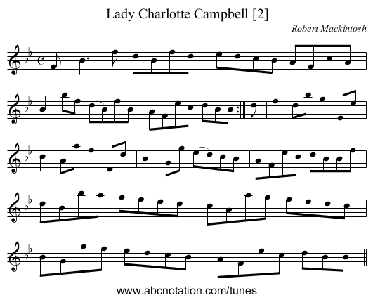Lady Charlotte Campbell [2] - staff notation