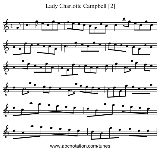 Lady Charlotte Campbell [2] - staff notation