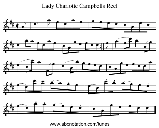 Lady Charlotte Campbells Reel - staff notation