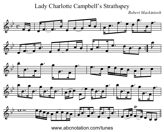 Lady Charlotte Campbell’s Strathspey - staff notation