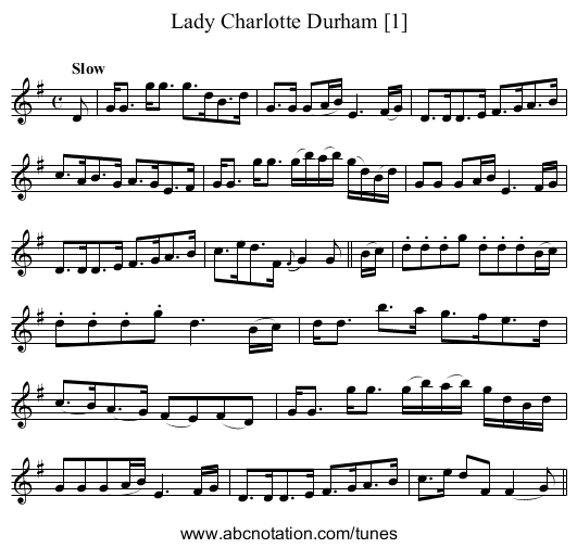 Lady Charlotte Durham [1] - staff notation