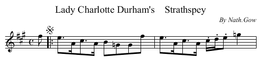Lady Charlotte Durham's    Strathspey - staff notation