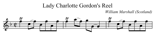 Lady Charlotte Gordon's Reel - staff notation