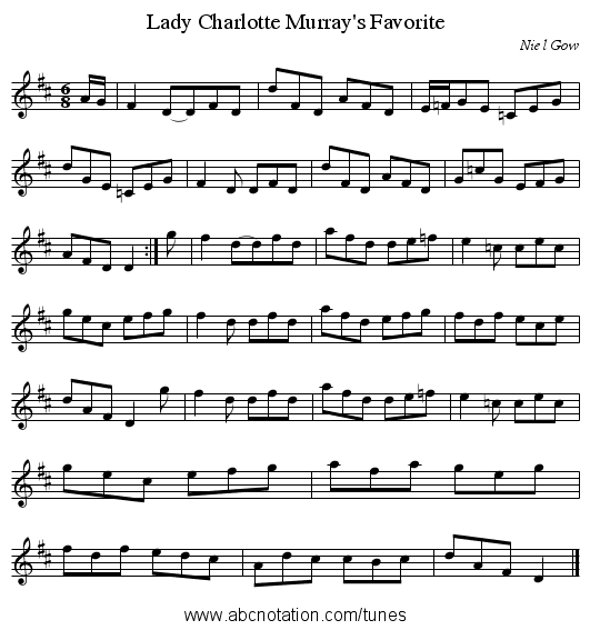 Lady Charlotte Murray's Favorite - staff notation