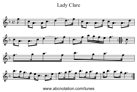Lady Clare - staff notation