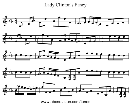 Lady Clinton's Fancy - staff notation