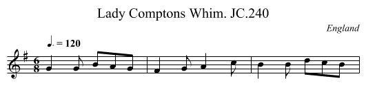 Lady Comptons Whim. JC.240 - staff notation